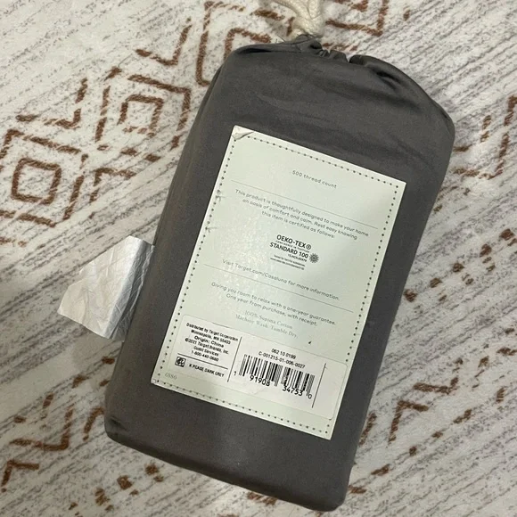 Casaluna Dark Gray Supima Sateen Pillowcase Set - Picture 3 of 3